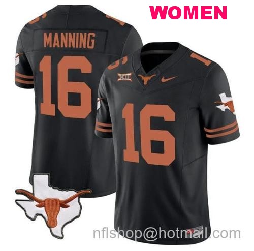 Women's Arch Manning Jersey #16 Texas Longhorn Vapor Limited College Football Black