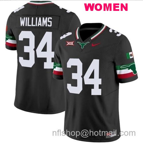 Women's Ricky Williams Jersey #34 Texas Longhorns Mexico Vapor College Football Black