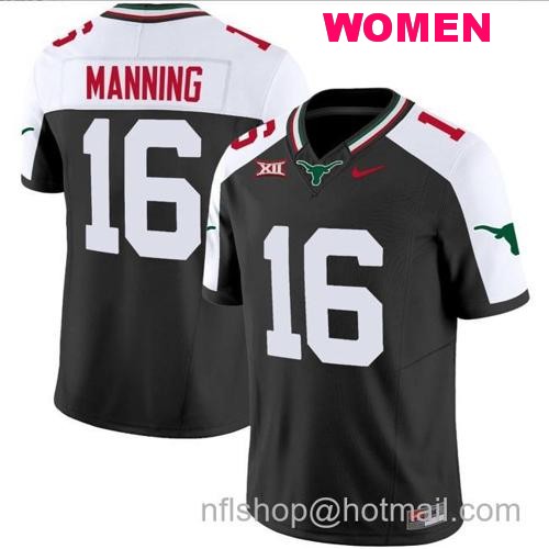 Women's Arch Manning Jersey #16 Texas Longhorns Mexico Vapor College Football Black Alternate