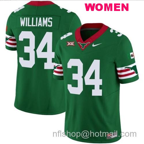 Women's Ricky Williams Jersey #34 Texas Longhorns Mexico Vapor College Football Green