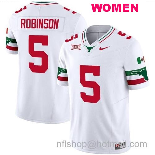 Women's Bijan Robinson Jersey #5 Texas Longhorns Mexico Vapor College Football White