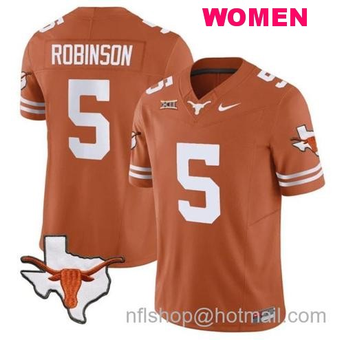 Women's Bijan Robinson Jersey #5 Texas Longhorn Vapor Limited College Football Texas Orange