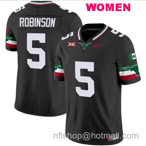 Women's Bijan Robinson Jersey #5 Texas Longhorns Mexico Vapor College Football Black