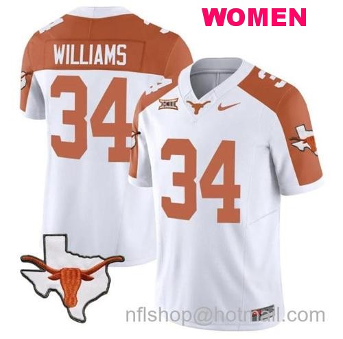 Women's Ricky Williams Jersey #34 Texas Longhorn Vapor Limited College Football Inverted