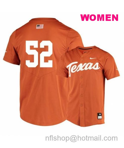 Women's Texas Longhorns 52 Zach Zubia Elite Orange College Baseball Jersey