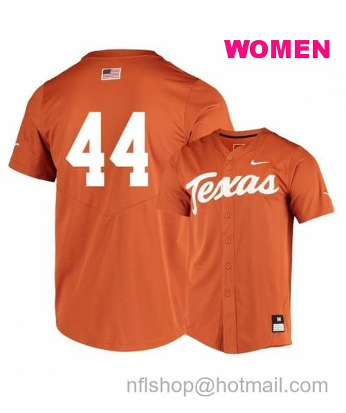 Women's Texas Longhorns 44 Austin Todd Elite Orange College Baseball Jersey