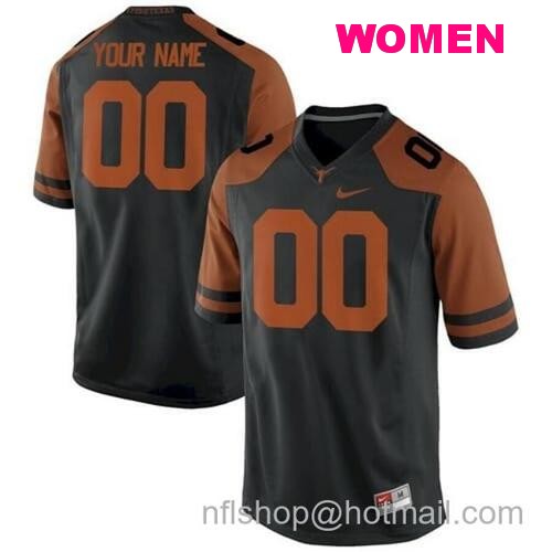 Women's Custom Texas Longhorns Football Jersey Name Number College Black