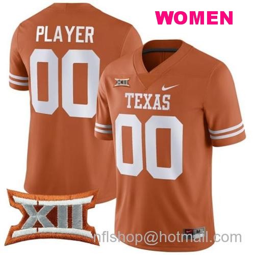 Women's Custom Texas Longhorns Jersey Name and Number College Football Orange Game All Stitched