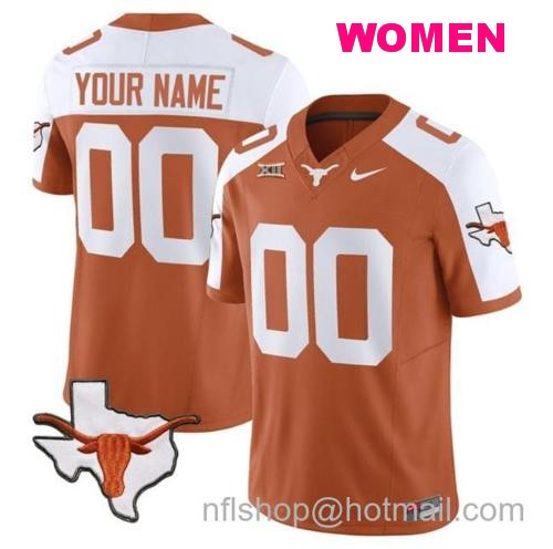 Women's Custom Texas Longhorn Jersey Name and Number Vapor Limited College Football Stitched Alternate