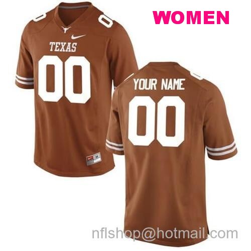 Women's Custom Texas Longhorns Jersey Name Number College Football Orange