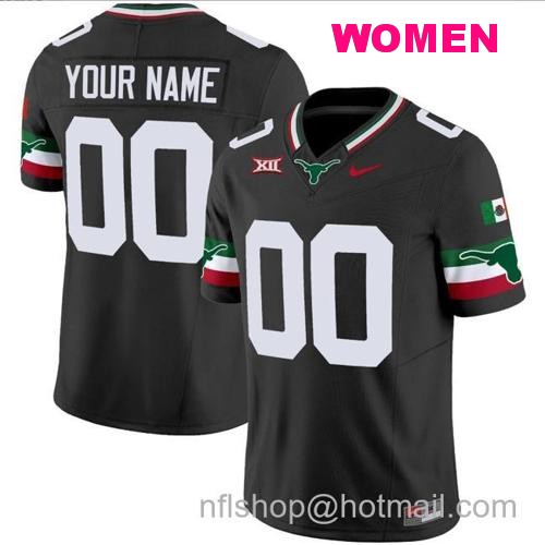 Women's Custom Texas Longhorns Jersey Name and Number Mexico Vapor College Football Black