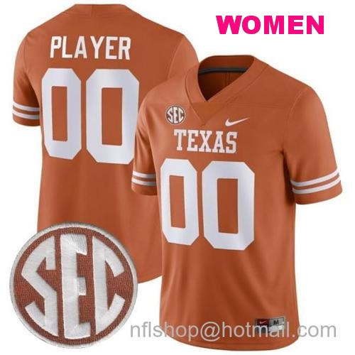 Women's Custom Texas Longhorns Jersey Name and Number College Football Orange Home Game All Stitched