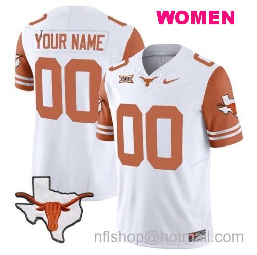 Women's Custom Texas Longhorn Jersey Name and Number Vapor Limited College Football Stitched Orange Sleeves