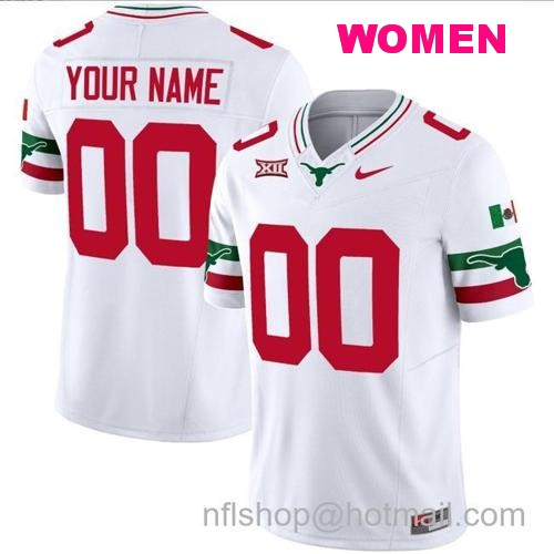 Women's Custom Texas Longhorns Jersey Name and Number Mexico Vapor College Football White