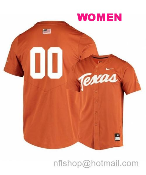 Women's Texas Longhorns Elite Orange Custom Name Number Baseball Jersey