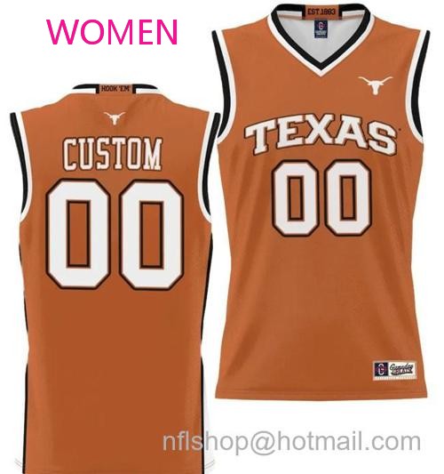 Women's Custom Texas Longhorns Jersey Name and Number NIL College Basketball Lightweight Orange