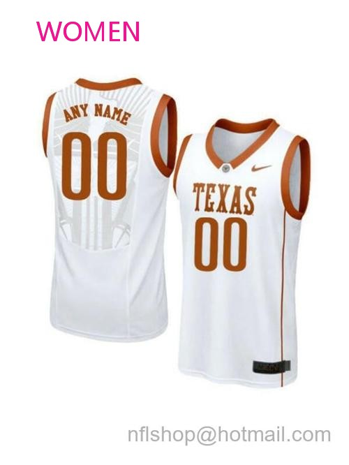 Women's Custom Texas Longhorns Jersey College Basketball Name and Number Elite White