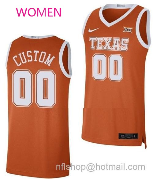 Women's Custom Texas Longhorns Jersey Name and Number College Basketball Orange Limited