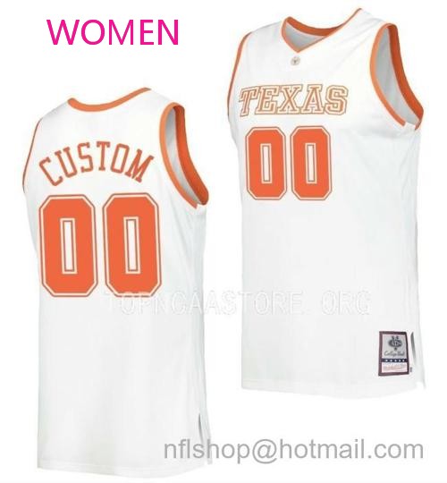 Women's Custom Texas Longhorns Jersey Name and Number College Basketball Throwback White