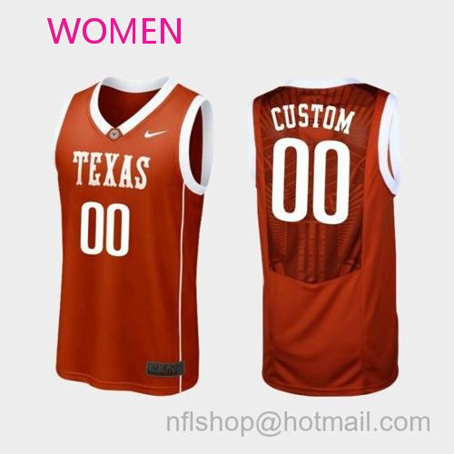 Women's Custom Name Number Texas Longhorns Burnt Orange Replica College Basketball Jersey