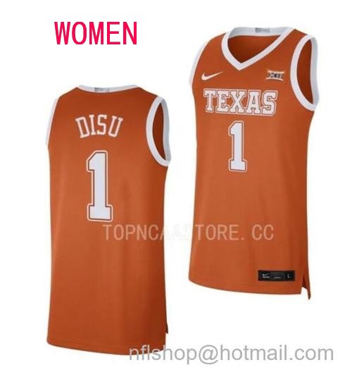 Women's #1 Dylan Disu Jersey Texas Longhorns College Basketball Jerseys Orange Limited