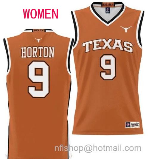 Women's Ithiel Horton Jersey #9 Texas Longhorns NIL College Basketball Lightweight Orange