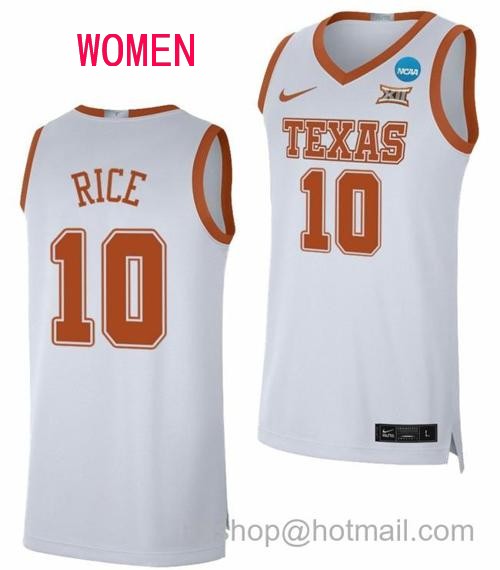 Women's Sir Jabari Rice Jersey Texas Longhorns College Basketball 2023 NCAA March Madness White #12