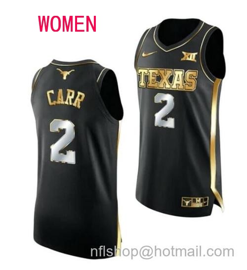 Women's #5 Marcus Carr Jersey Texas Longhorns College Basketball Jerseys Black