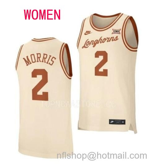 Women's #2 Arterio Morris Jersey Texas Longhorns College Basketball Jerseys Cream