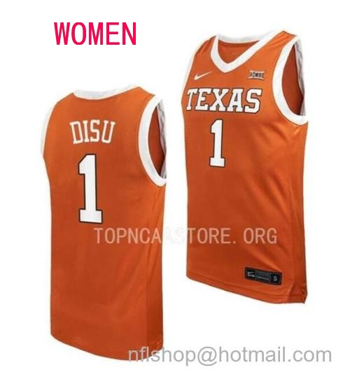 Women's #1 Dylan Disu Jersey Texas Longhorns College Basketball Jerseys Orange