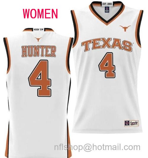 Women's Tyrese Hunter Jersey #4 Texas Longhorns NIL College Basketball Lightweight White