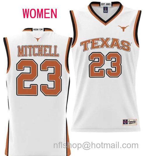 Women's Dillon Mitchell Jersey #23 Texas Longhorns NIL College Basketball Lightweight White