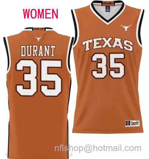 Women's Kevin Durant Jersey #35 Texas Longhorns NIL College Basketball Lightweight Orange