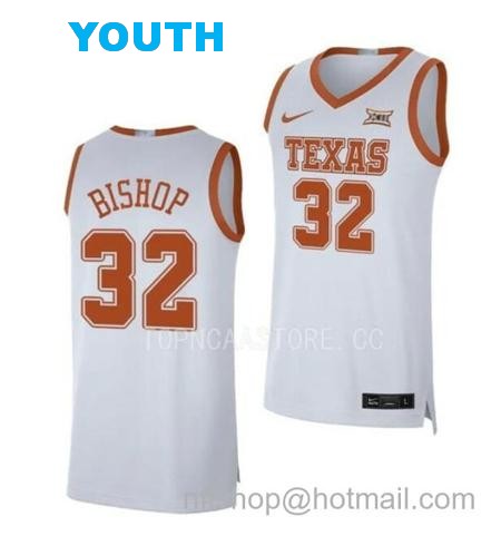 Youth #32 Christian Bishop Jersey Texas Longhorns College Basketball Jerseys White