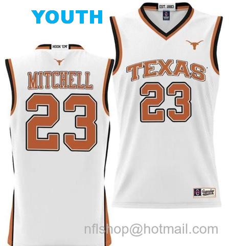 Youth Dillon Mitchell Jersey #23 Texas Longhorns NIL College Basketball Lightweight White