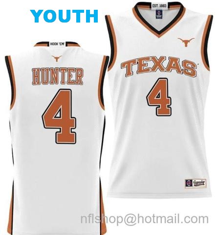 Youth Tyrese Hunter Jersey #4 Texas Longhorns NIL College Basketball Lightweight White