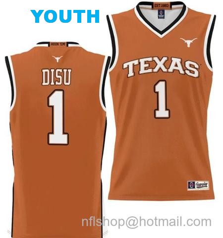 Youth Dylan Disu Jersey #1 Texas Longhorns NIL College Basketball Lightweight Orange