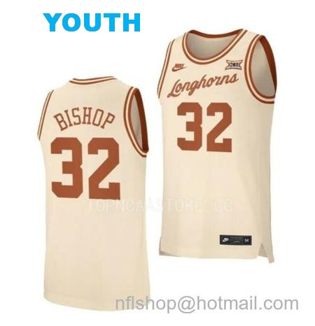 Youth #32 Christian Bishop Jersey Texas Longhorns College Basketball Jerseys Cream