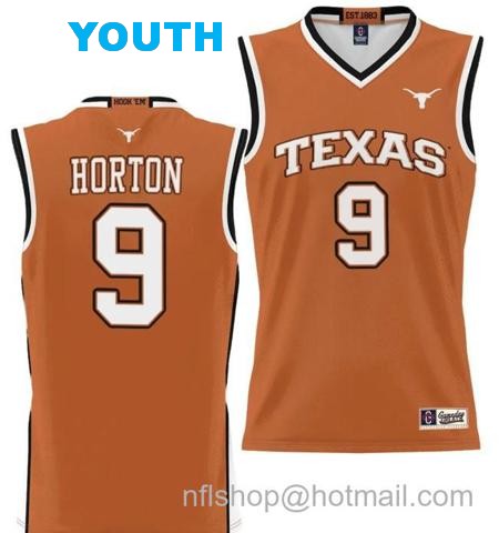 Youth Ithiel Horton Jersey #9 Texas Longhorns NIL College Basketball Lightweight Orange