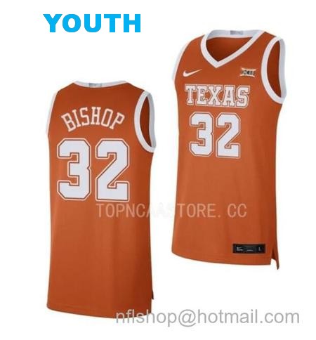 Youth #32 Christian Bishop Jersey Texas Longhorns College Basketball Jerseys Orange Limited