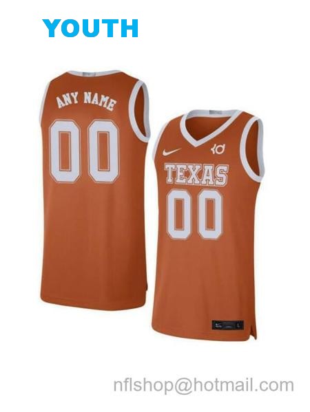 Youth Custom Texas Longhorns Jersey College Basketball Name and Number Elite Orange