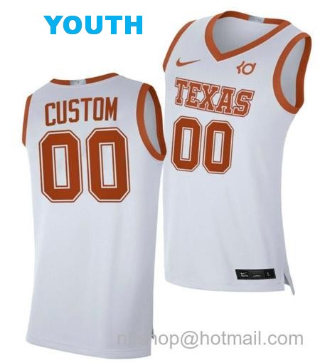 Youth Custom Texas Longhorns Jersey Name and Number College Basketball Alumni Player Limited White