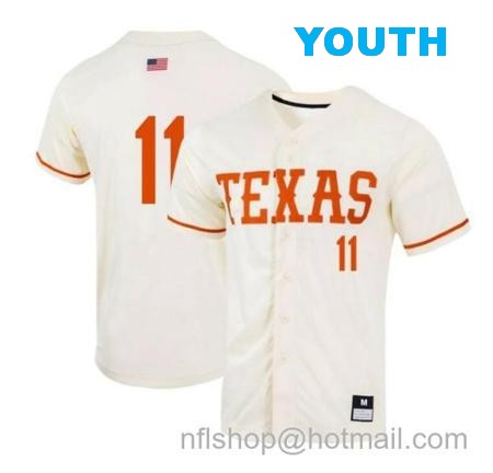 Youth Tanner Witt Jersey Texas Longhorns Baseball NCAA College Natural Alumni #11