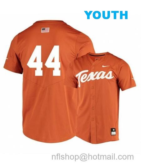 Youth Texas Longhorns 44 Austin Todd Elite Orange College Baseball Jersey