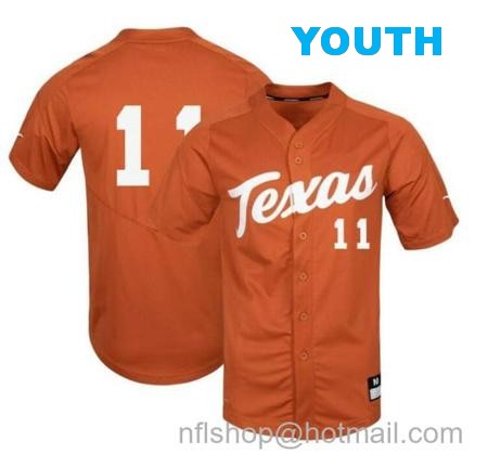 Youth Tanner Witt Jersey Texas Longhorns Baseball NCAA College Orange Alumni #11