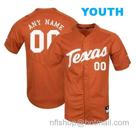 Youth Custom Texas Longhorns Jersey Name and Number Baseball NCAA College Orange