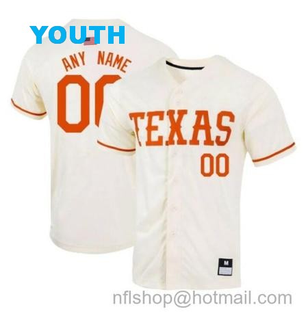 Youth Custom Texas Longhorns Jersey Name and Number Baseball NCAA College Natural