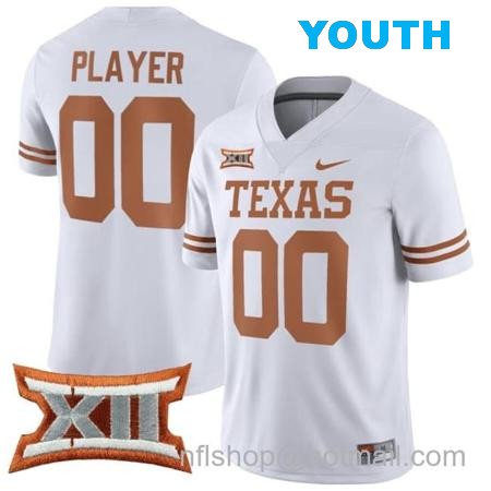 Youth Custom Texas Longhorns Jersey Name and Number College Football White Game All Stitched