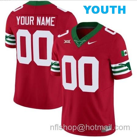 Youth Custom Texas Longhorns Jersey Name and Number Mexico Vapor College Football Red