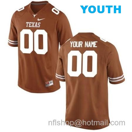 Youth Custom Texas Longhorns Jersey Name Number College Football Orange